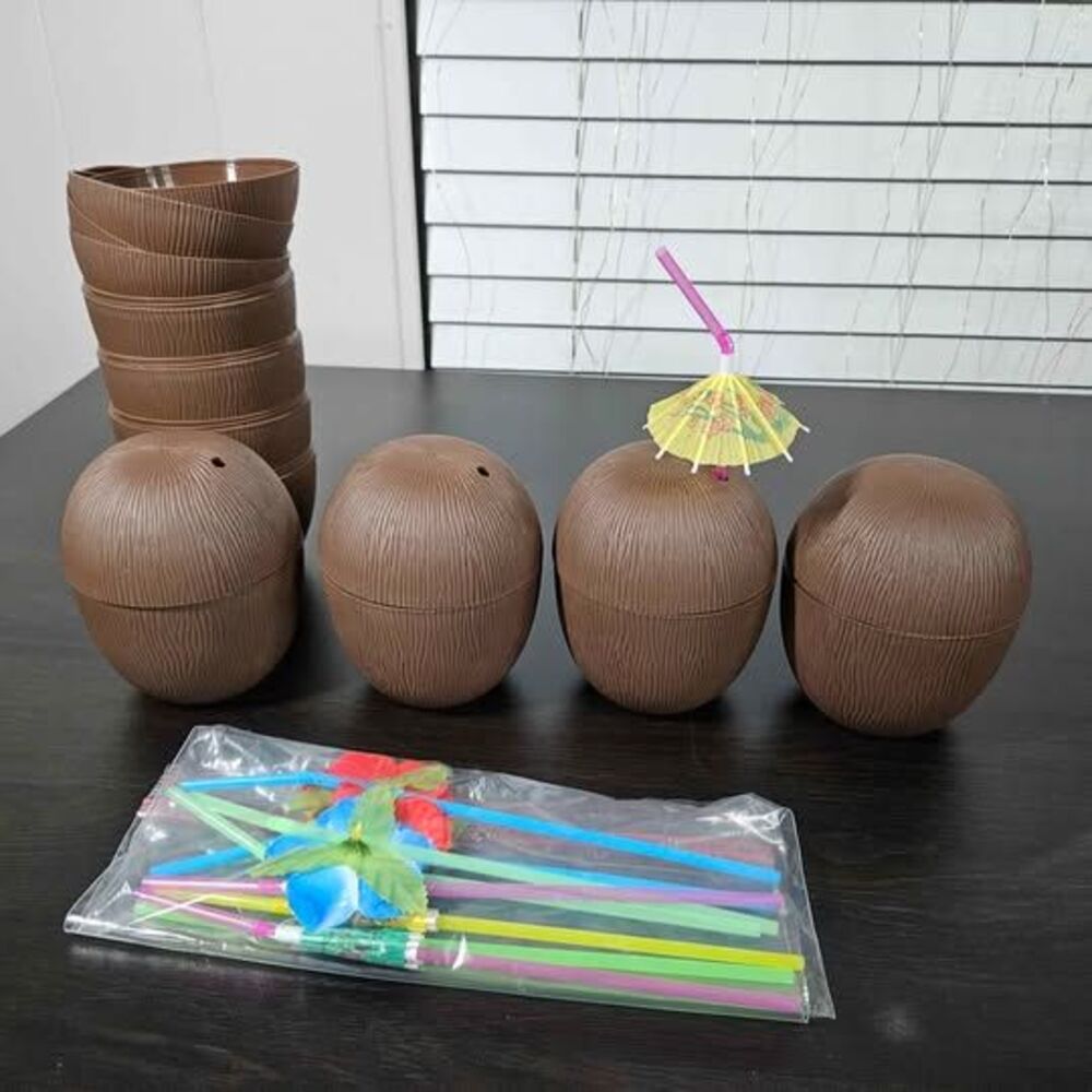 Set of 8 Tropical Coconut Drink Cups